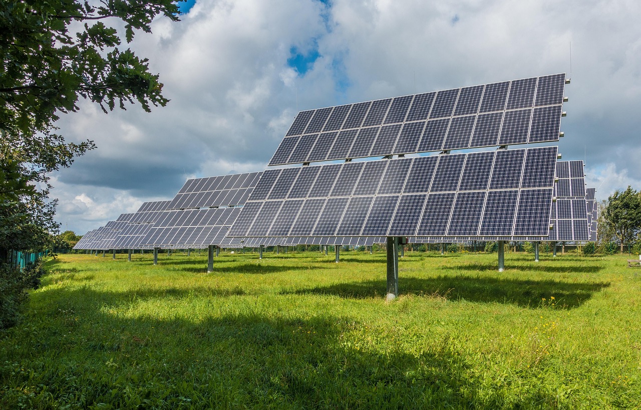 A portable folding solar panel set up outdoors